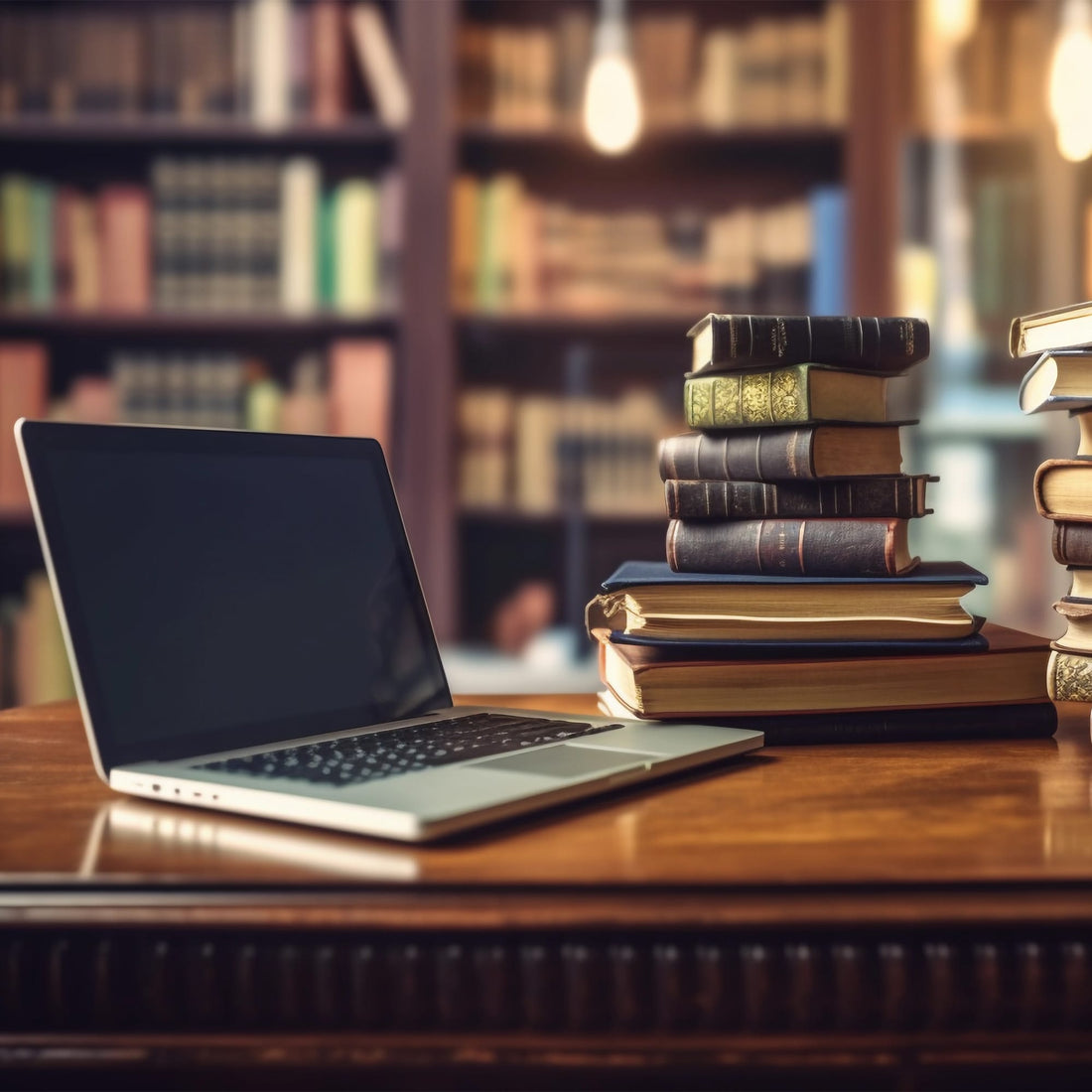 Rare Book Dealer with Computer on Desk